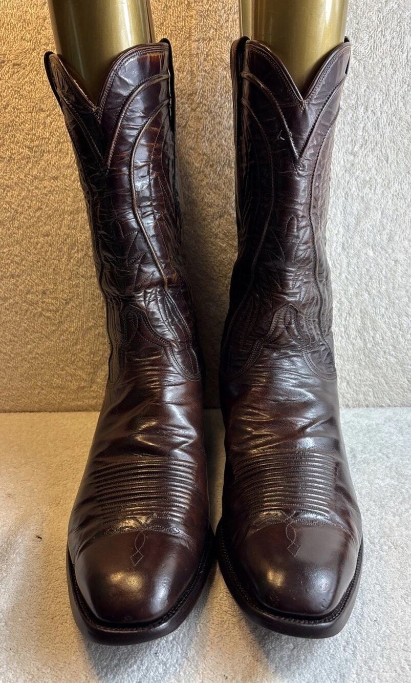 Lucchese Vintage San Antonio Goat Leather Seville Western Cowboy Boots Mens 13 C